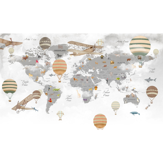 Panoramic Wallpaper - Kid Wall Mural - World Map