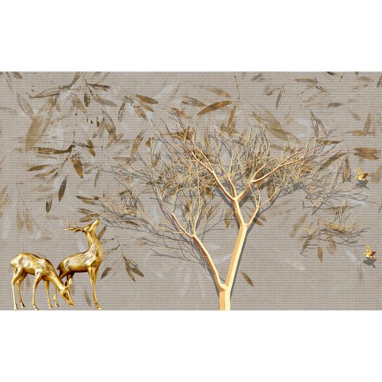 Panoramic Wallpaper - Wall Mural - 3D Design Deer