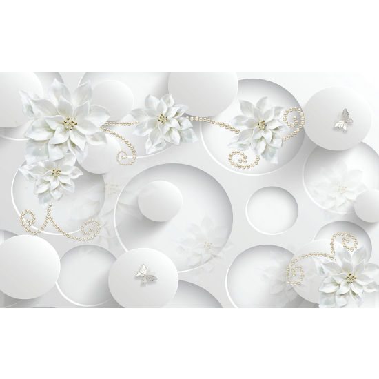 Panoramic Wallpaper - Wall Mural - 3D Design Flowers