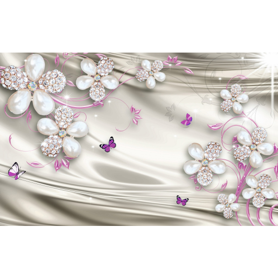 Panoramic Wallpaper - Wall Mural - 3D Effect Flowers