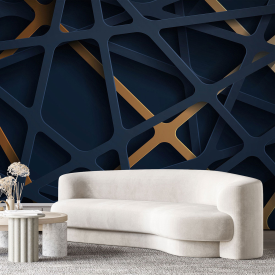 Panoramic Wallpaper - Wall Mural - 3D Effect Geometric Shapes