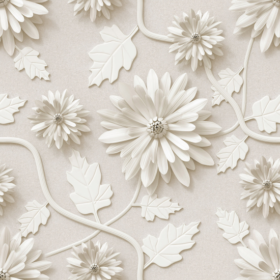 Panoramic Wallpaper - Wall Mural - 3D Flowers