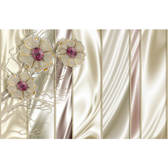 Panoramic Wallpaper - Wall Mural - 3D Flowers