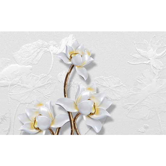 Panoramic Wallpaper - Wall Mural - 3D Flowers