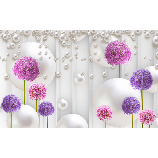 Panoramic Wallpaper - Wall Mural - 3D Flowers