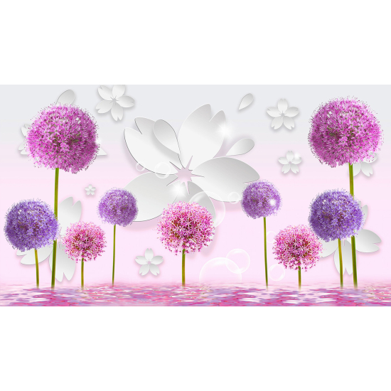 Panoramic Wallpaper - Wall Mural - 3D Flowers