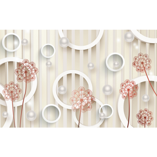 Panoramic Wallpaper - Wall Mural - 3D Flowers