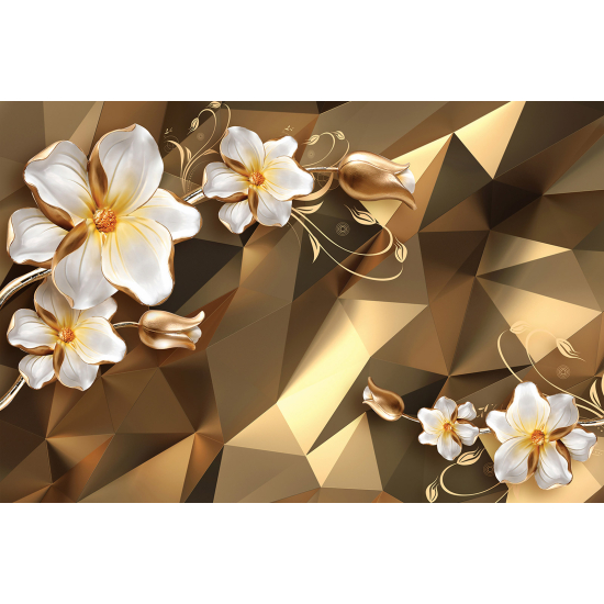 Panoramic Wallpaper - Wall Mural - 3D Flowers