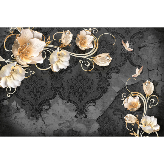 Panoramic Wallpaper - Wall Mural - 3D Flowers