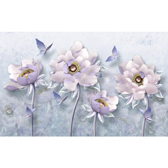 Panoramic Wallpaper - Wall Mural - 3D Flowers