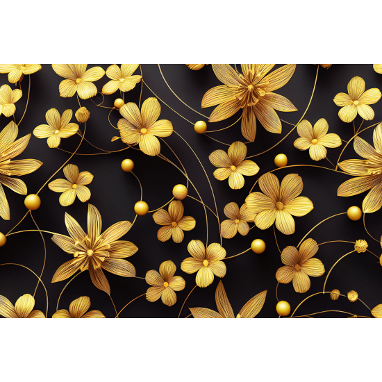 Panoramic Wallpaper - Wall Mural - 3D Flowers