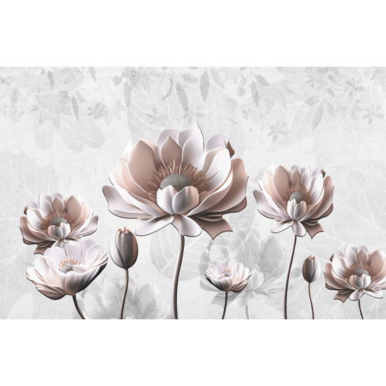 Panoramic Wallpaper - Wall Mural - 3D Flowers