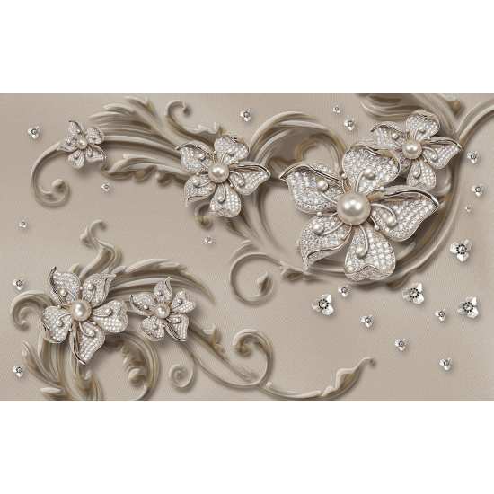 Panoramic Wallpaper - Wall Mural - 3D Flowers