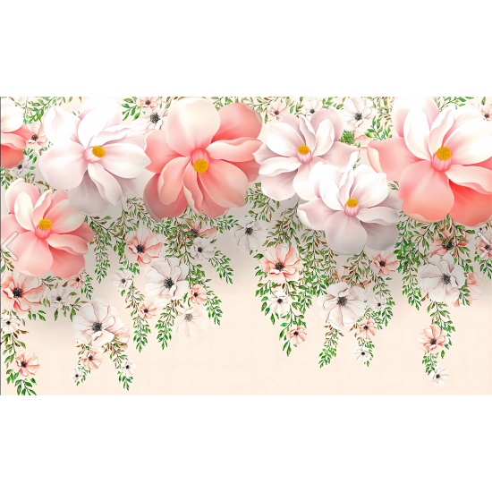 Panoramic Wallpaper - Wall Mural - 3D Flowers