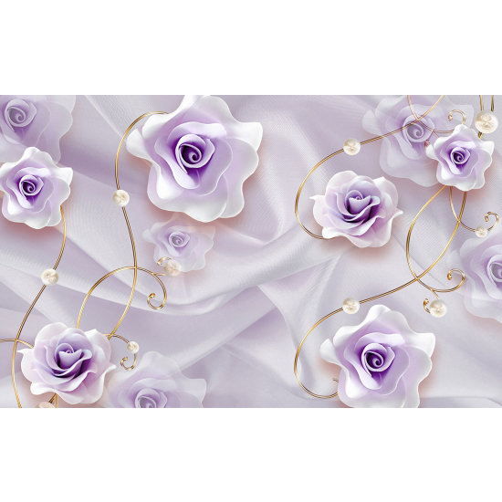 Panoramic Wallpaper - Wall Mural - 3D Flowers