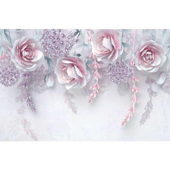 Panoramic Wallpaper - Wall Mural - 3D Flowers