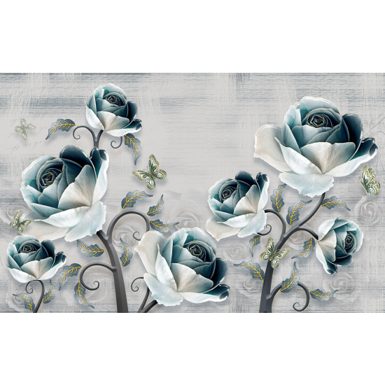 Panoramic Wallpaper - Wall Mural - 3D Flowers