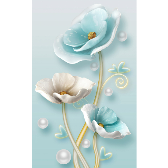 Panoramic Wallpaper - Wall Mural - 3D Flowers