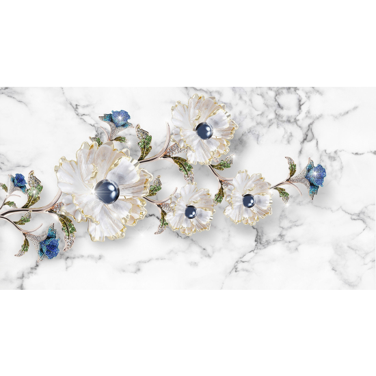 Panoramic Wallpaper - Wall Mural - 3D Flowers