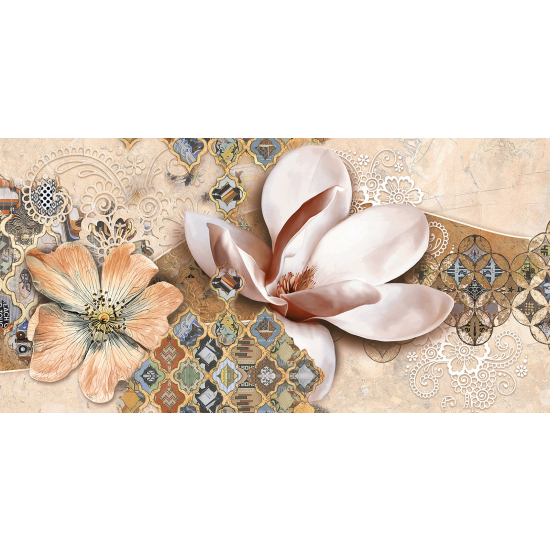 Panoramic Wallpaper - Wall Mural - 3D Flowers