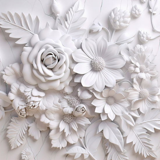 Panoramic Wallpaper - Wall Mural - 3D Flowers