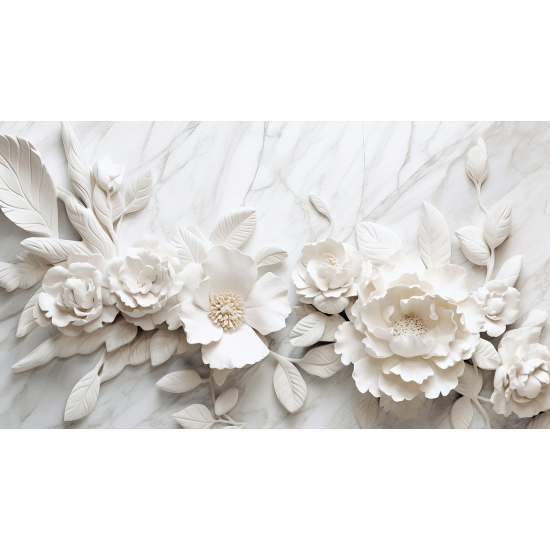 Panoramic Wallpaper - Wall Mural - 3D Flowers