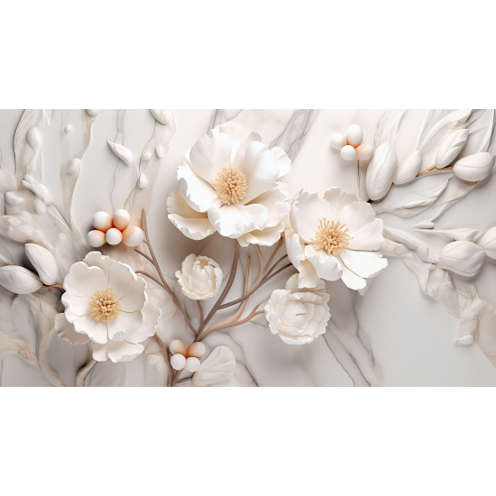 Panoramic Wallpaper - Wall Mural - 3D Flowers