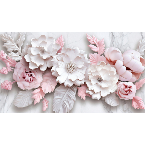 Panoramic Wallpaper - Wall Mural - 3D Flowers