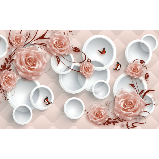 Panoramic Wallpaper - Wall Mural - 3D Flowers