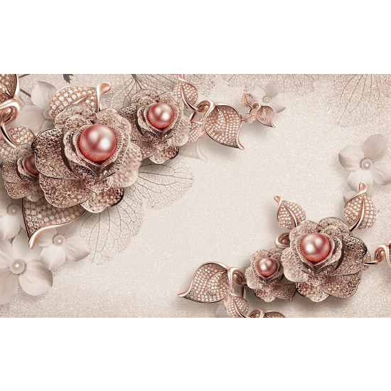 Panoramic Wallpaper - Wall Mural - 3D Flowers