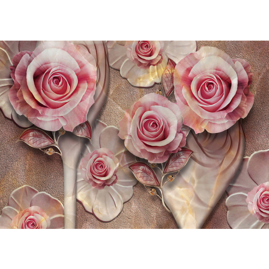 Panoramic Wallpaper - Wall Mural - 3D Flowers