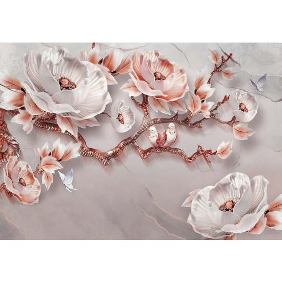 Panoramic Wallpaper - Wall Mural - 3D Flowers