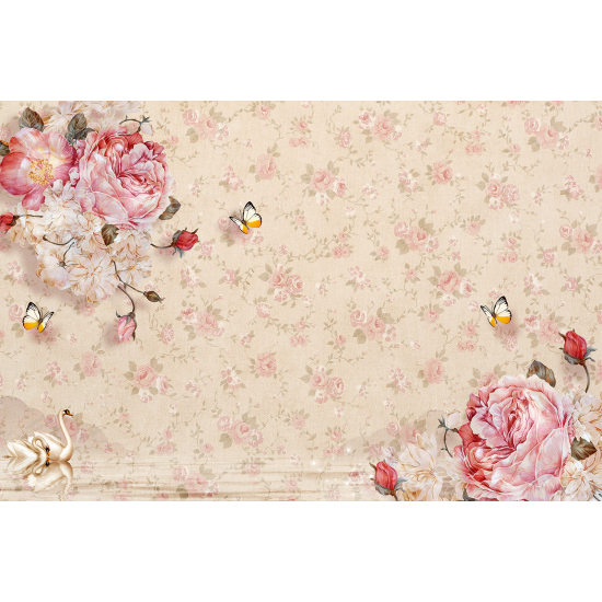 Panoramic Wallpaper - Wall Mural - 3D Flowers