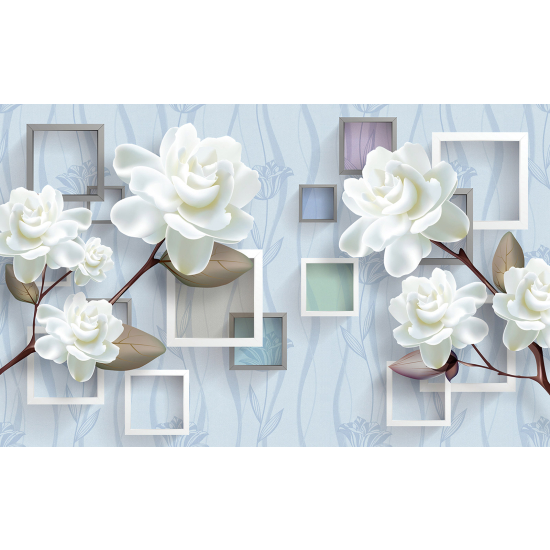 Panoramic Wallpaper - Wall Mural - 3D Flowers