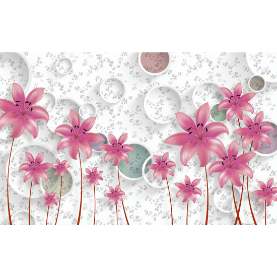 Panoramic Wallpaper - Wall Mural - 3D Flowers