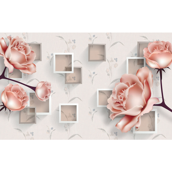 Panoramic Wallpaper - Wall Mural - 3D Flowers