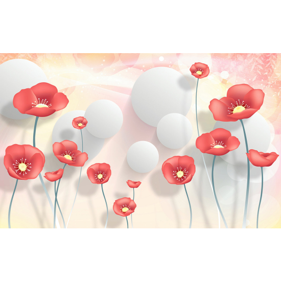 Panoramic Wallpaper - Wall Mural - 3D Flowers