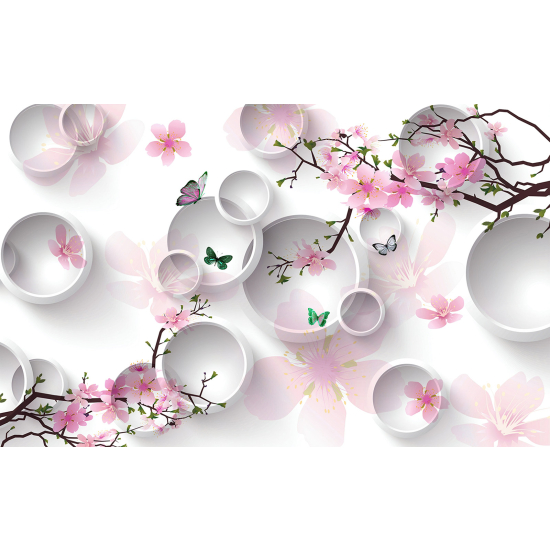 Panoramic Wallpaper - Wall Mural - 3D Flowers