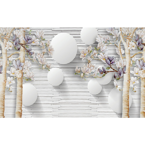 Panoramic Wallpaper - Wall Mural - 3D Flowers