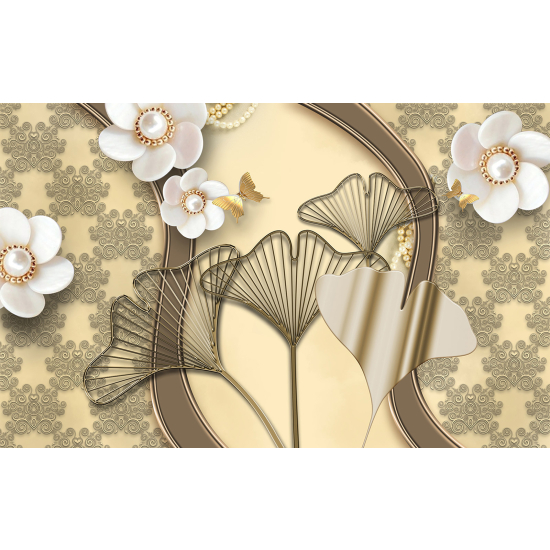 Panoramic Wallpaper - Wall Mural - 3D Flowers