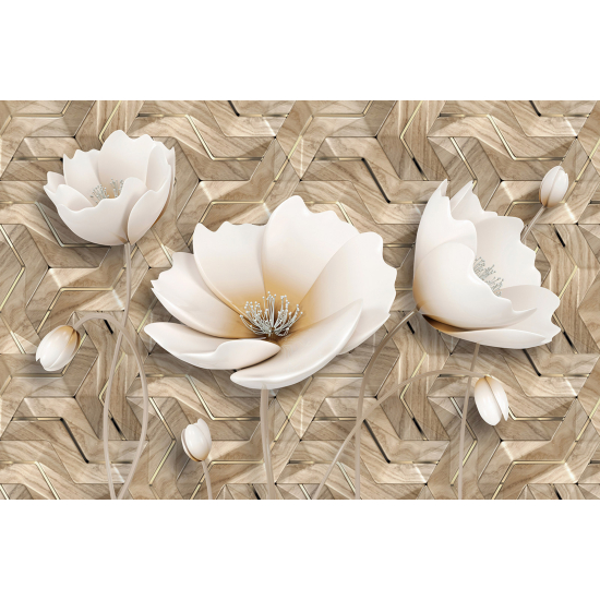 Panoramic Wallpaper - Wall Mural - 3D Flowers