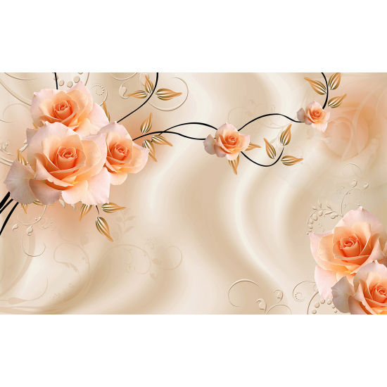 Panoramic Wallpaper - Wall Mural - 3D Roses