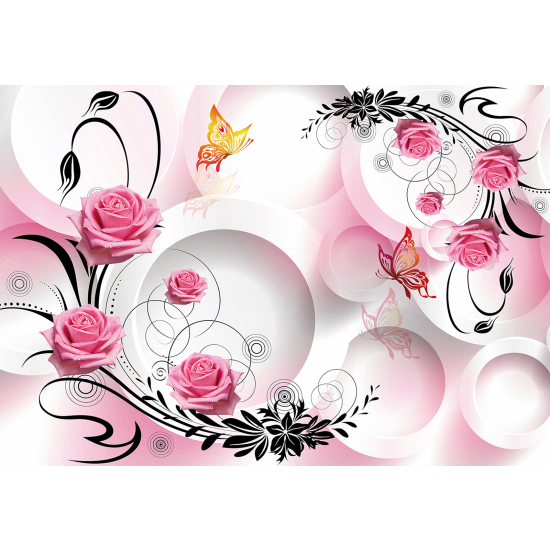 Panoramic Wallpaper - Wall Mural - 3D Roses