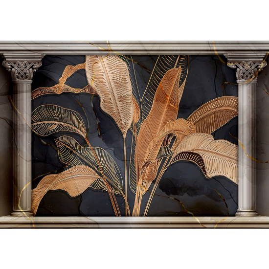 Panoramic Wallpaper - Wall Mural - 3D tropical leaves