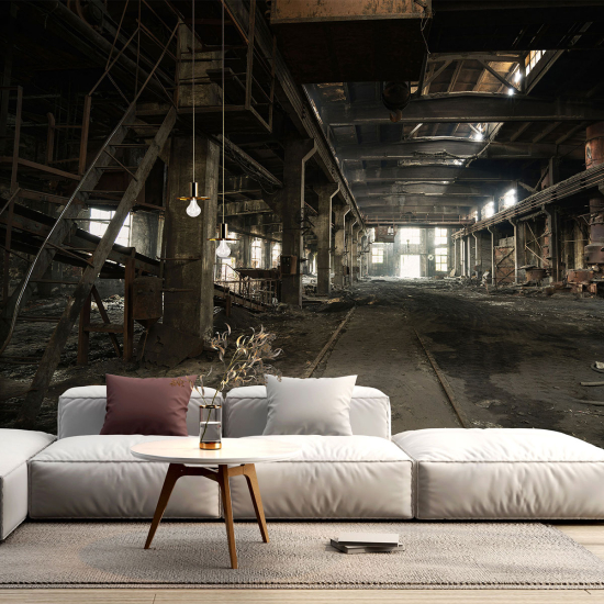 Panoramic Wallpaper - Wall Mural - Abandoned factory