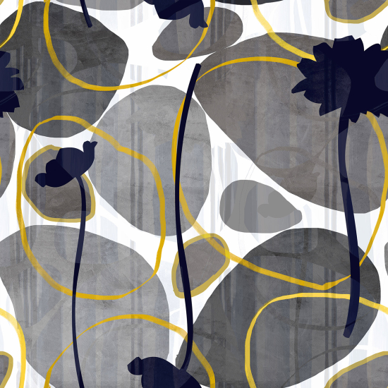 Panoramic Wallpaper - Wall Mural - Abstract Flowers