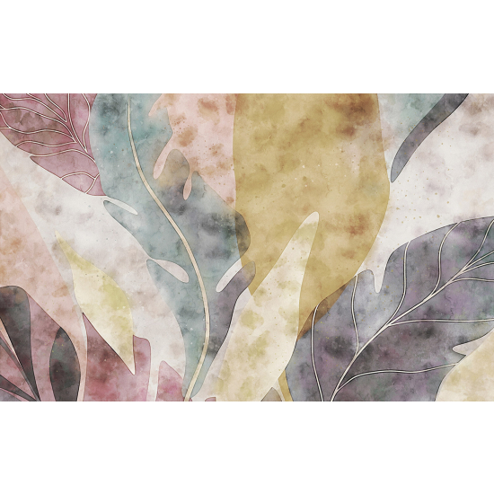 Panoramic Wallpaper - Wall Mural - Abstract Leaves