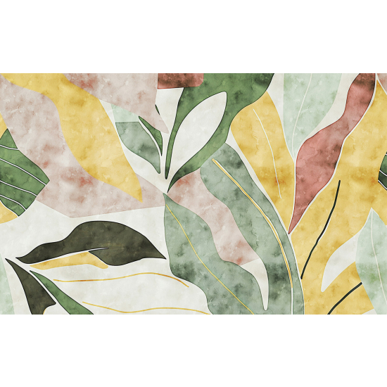 Panoramic Wallpaper - Wall Mural - Abstract Leaves