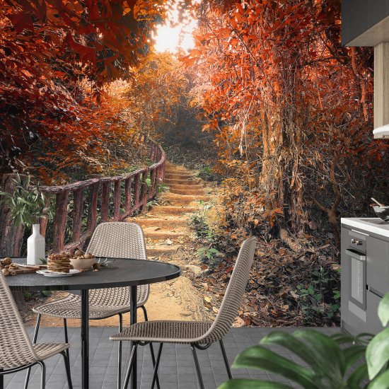 Panoramic Wallpaper - Wall Mural - Autumn Path