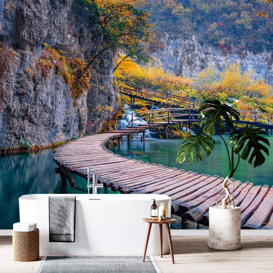 Panoramic Wallpaper - Wall Mural - Autumn Pontoon